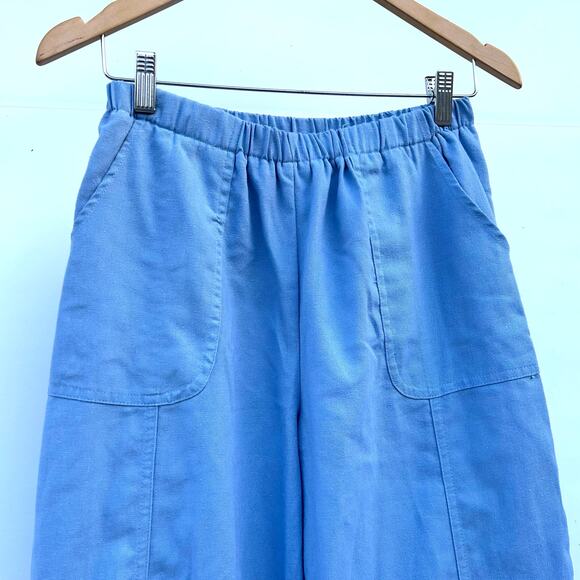 Yellow The Label Yllw Set Wide Leg Pants Crop Blue Vacation Co-Ord Medium Small - Picture 10 of 14